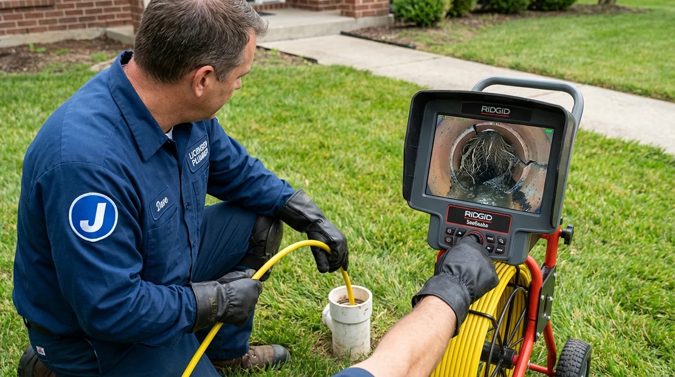 Sewer camera inspection being performed by Johns Plumbing LLC in Bath