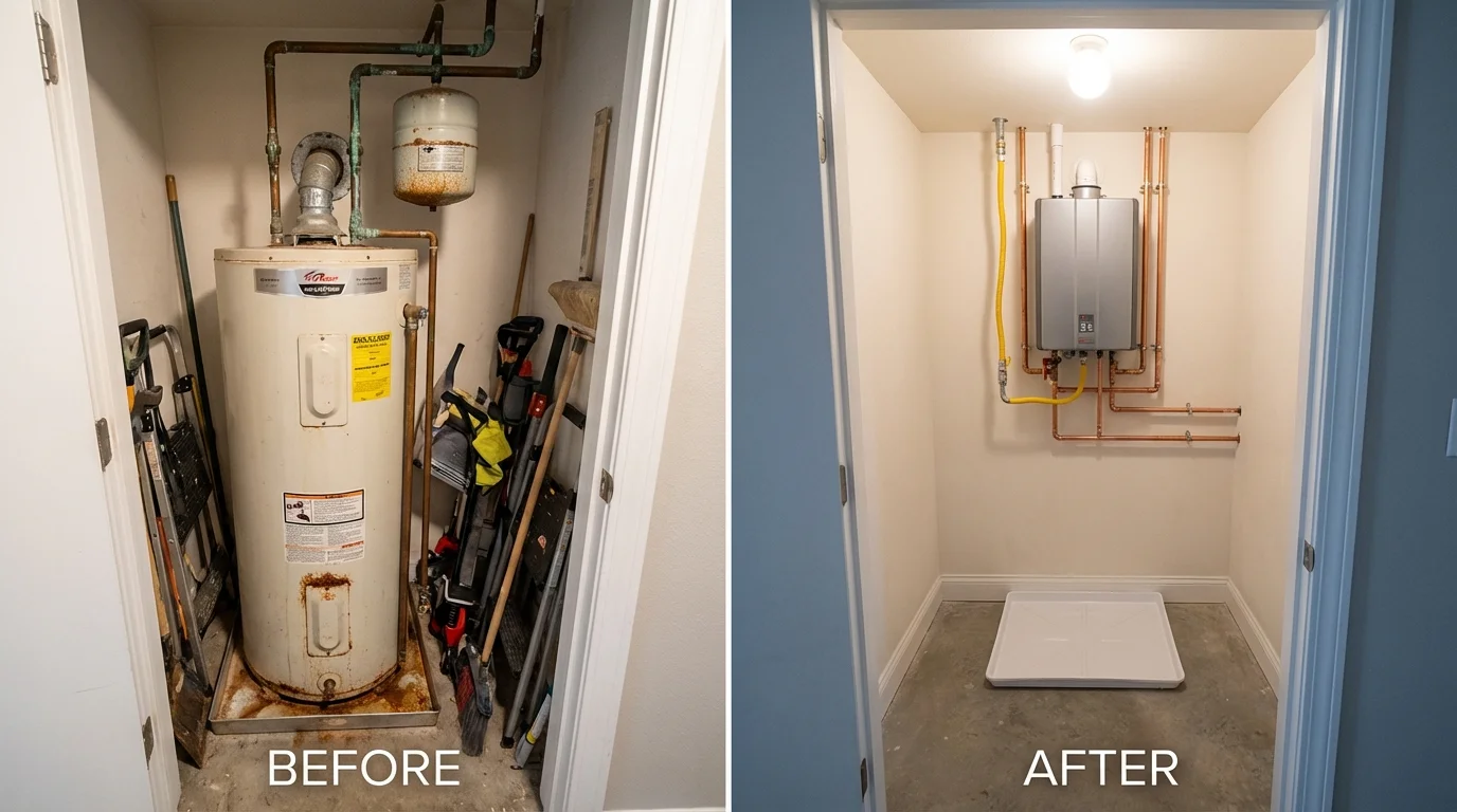 Tank water heater versus wall-mounted tankless unit comparison for Bath, PA homeowners